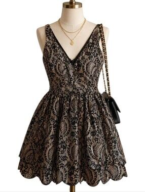 Bebe Vintage Tan Lace Dress
